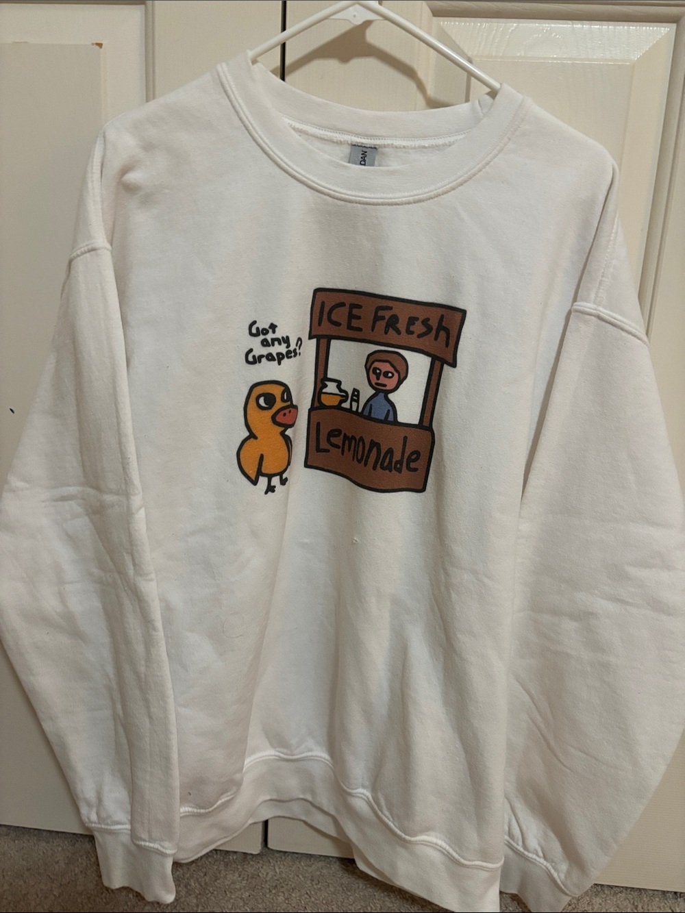White Men’s Graphic Sweatshirt - Lemonade Stand Design
